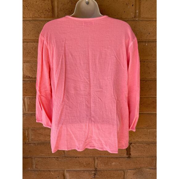 Fresh Produce Embroidered Pullover 3/4 Sleeve Tunic 100% Cotton Womens M Boho - Picture 6 of 12